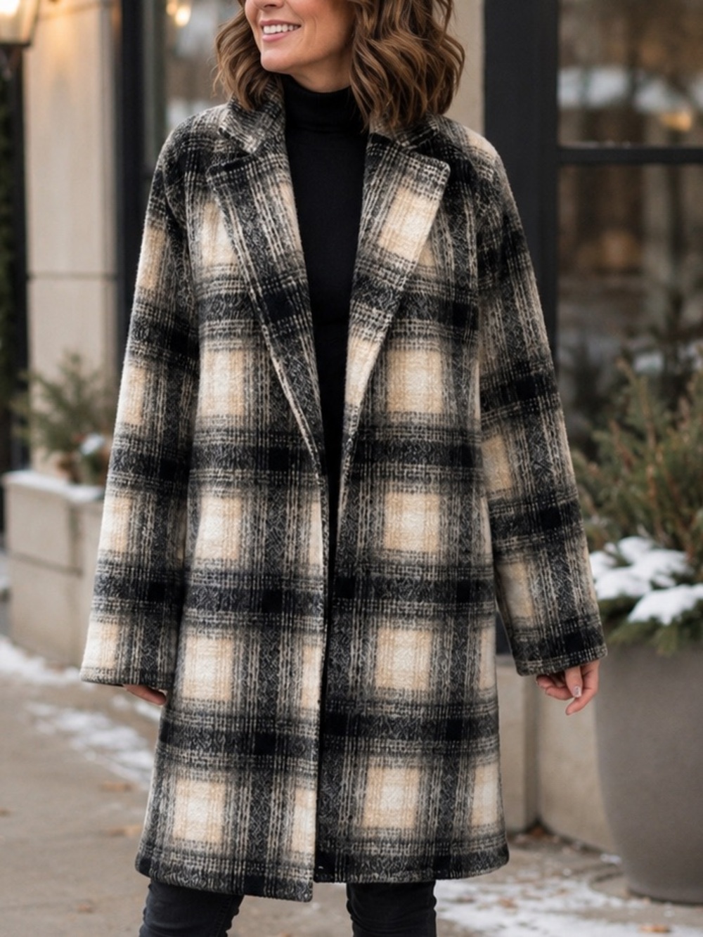 Potter's Pot Plaid Pea Coat Medium “New”